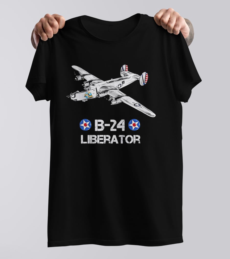 B 24 Liberator WWII Bomber American Military Aviation Vintage Aircraft T-Shirt