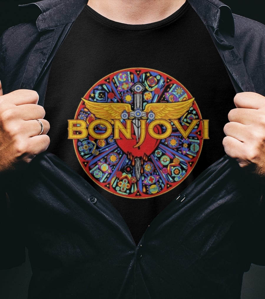 Bon Jovi Heart Dagger Stained Glass Art 2026 Tour T-Shirt
