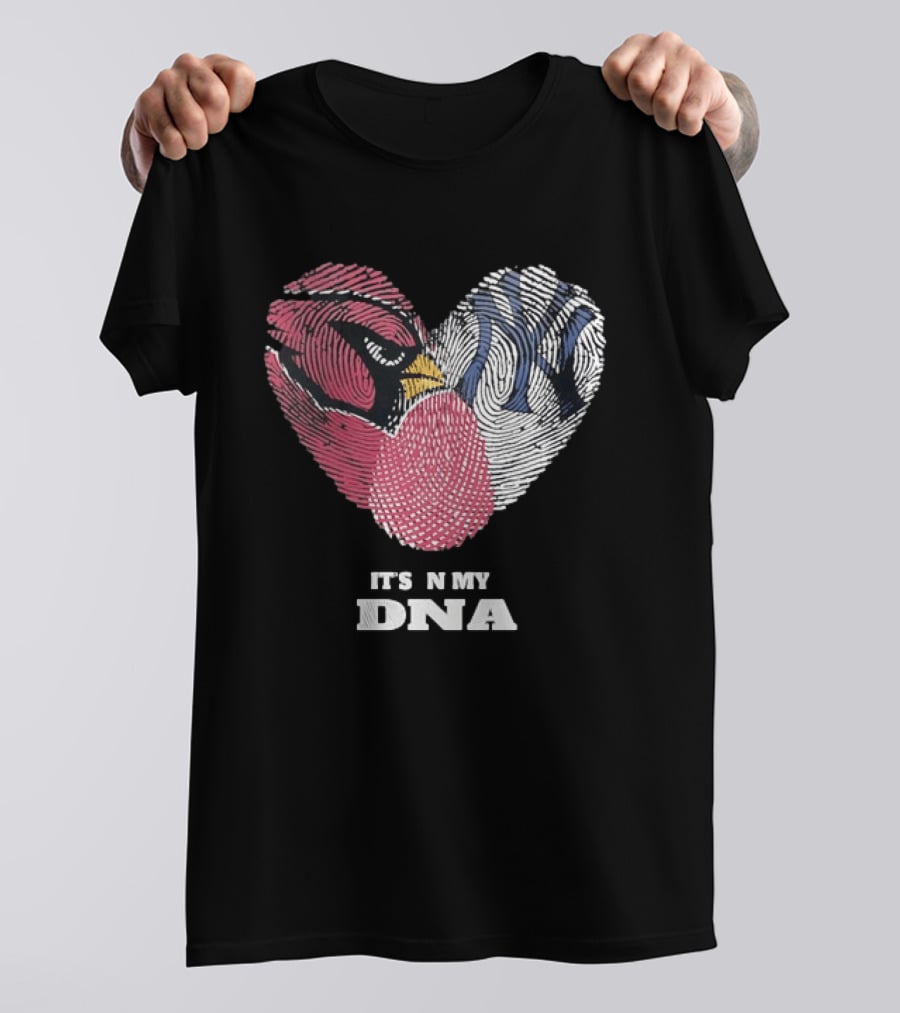 Cardinals Yankees It's In My DNA Fingerprint Heart Fan T-Shirt