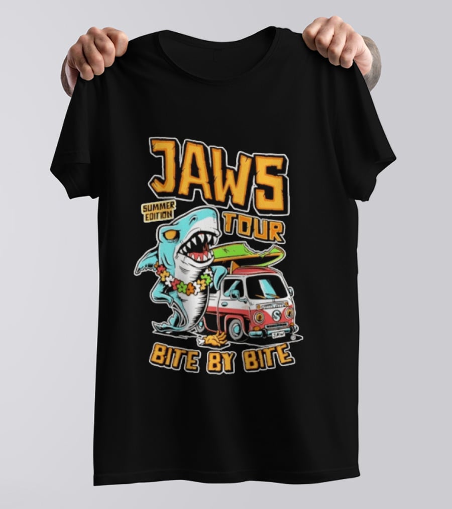Jaws Tour Summer Edition Bite By Bite Surf Van Adventure T-Shirt