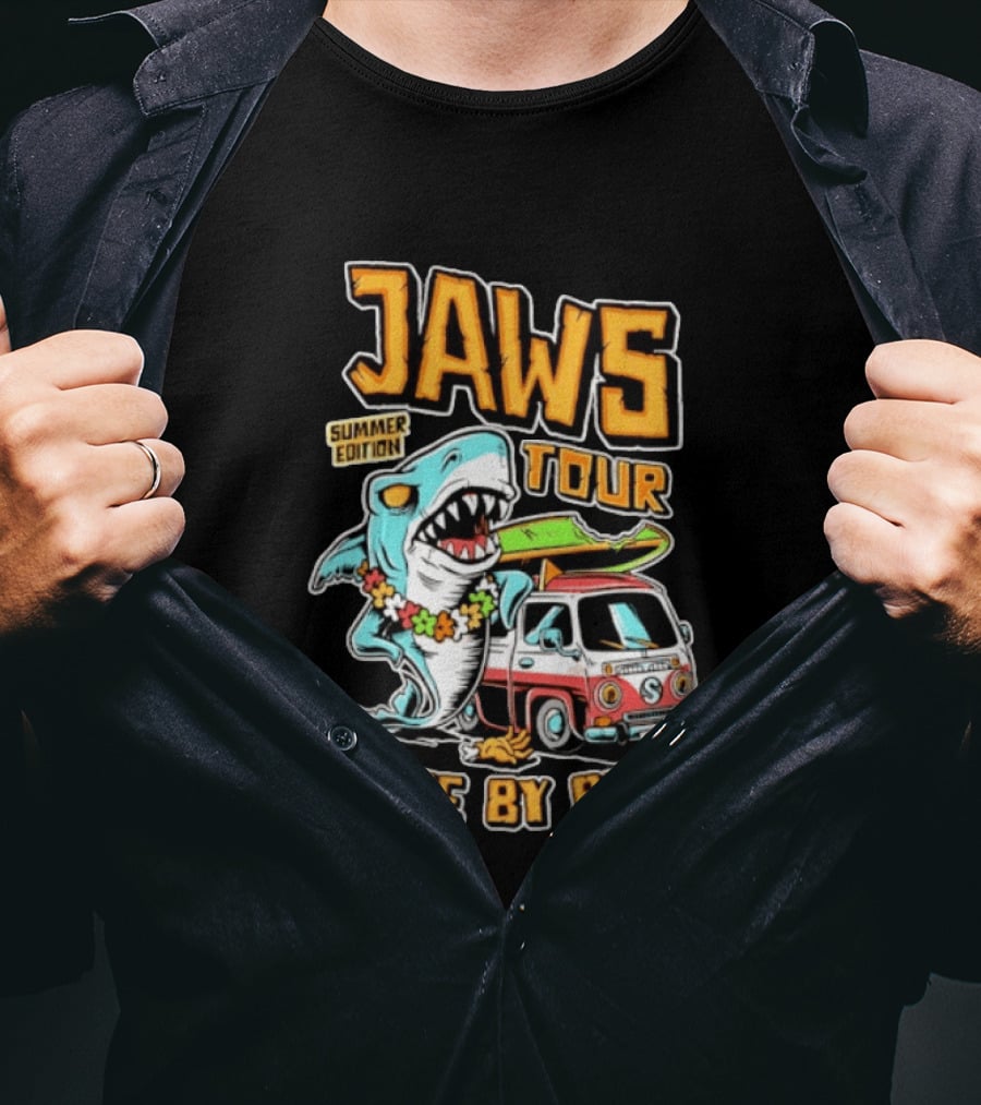 Jaws Tour Summer Edition Bite By Bite Surf Van Adventure T-Shirt
