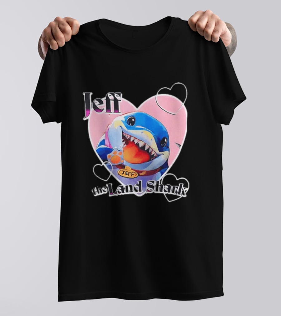 Jeff The Land Shark Heart Pink Love Hearts T-Shirt
