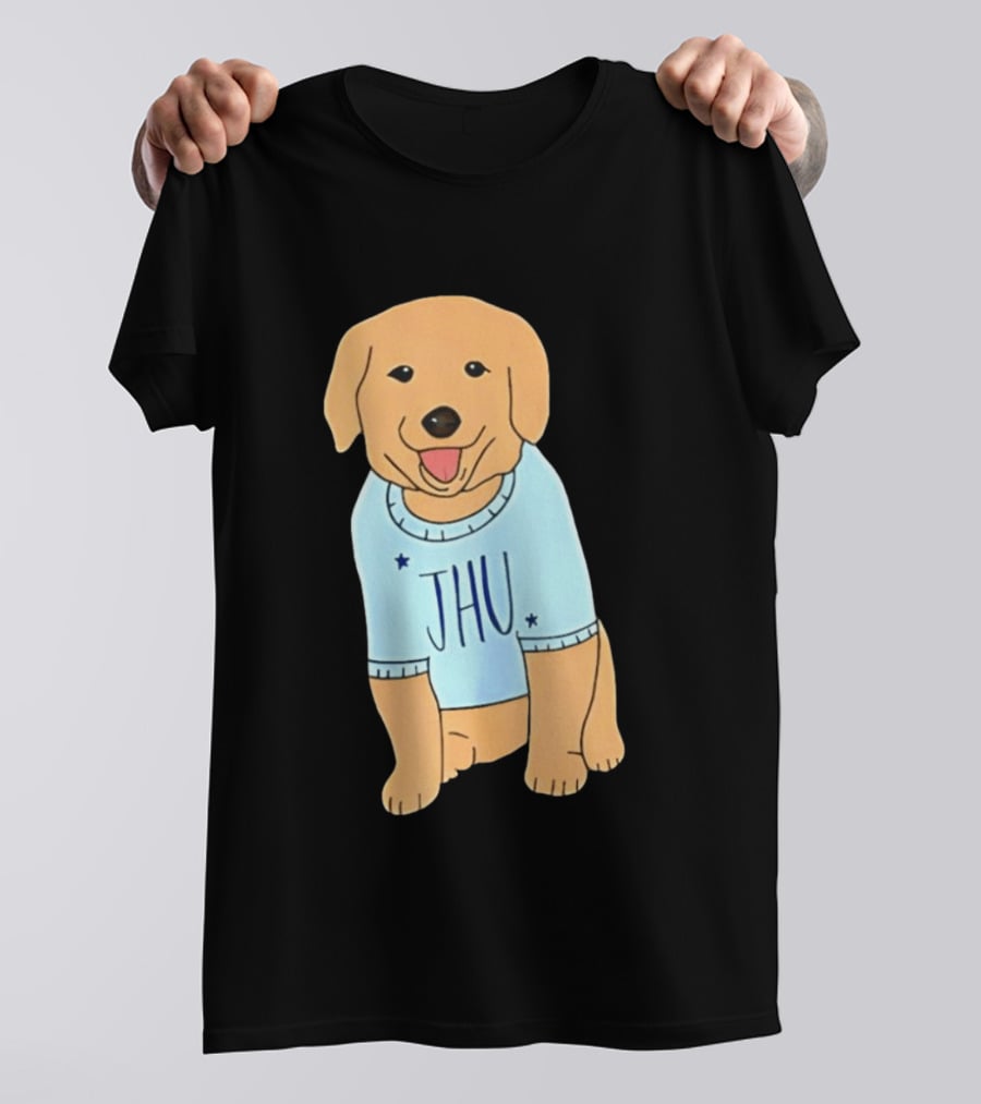 JHU Puppy In Light Blue Sweater T-Shirt