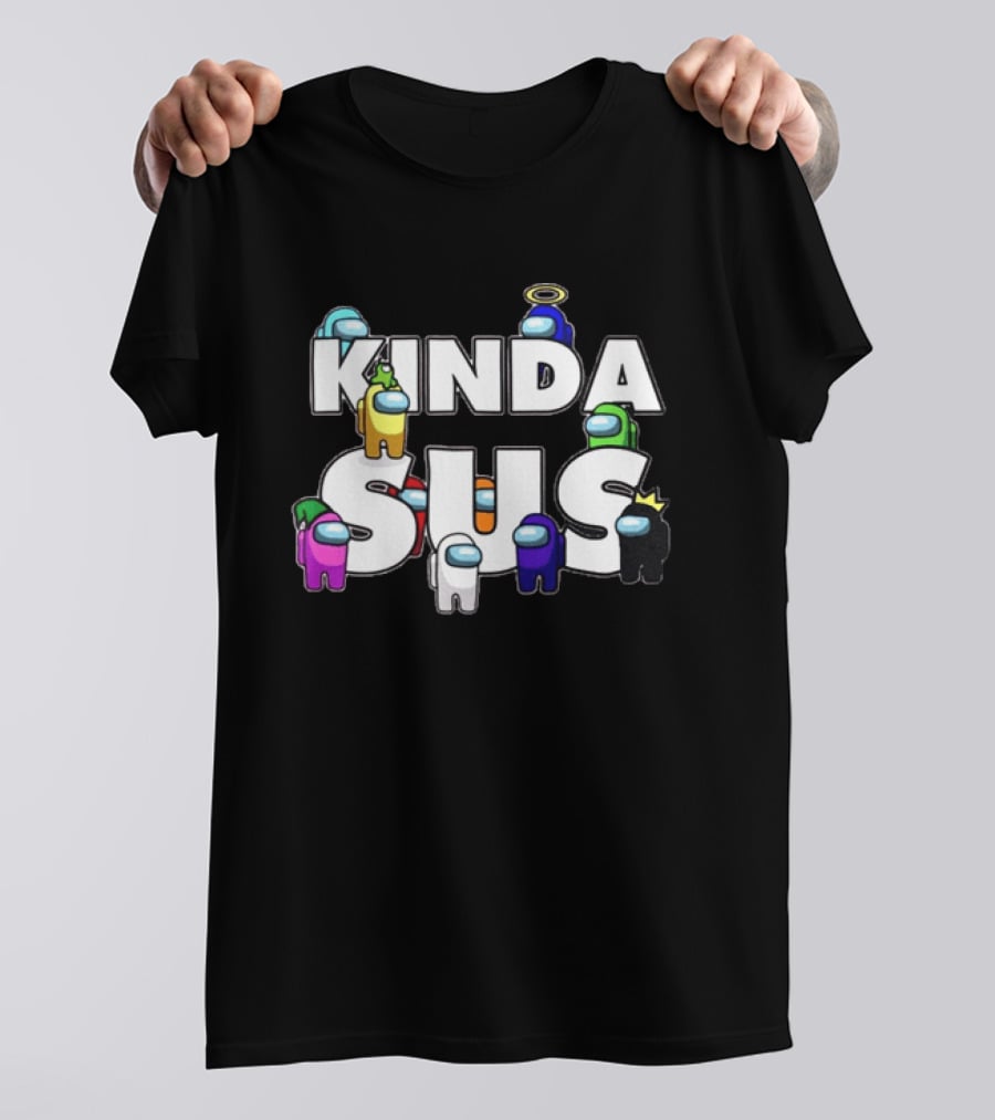 Kinda Sus Among Us Crewmates Halo Crown Funny Game Reference T-Shirt