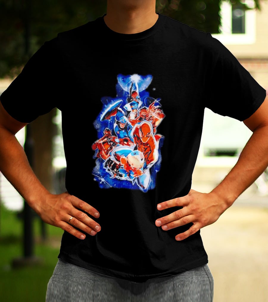 Marvel Captain America Spider Man Doctor Strange Avengers Team Mashup T-Shirt
