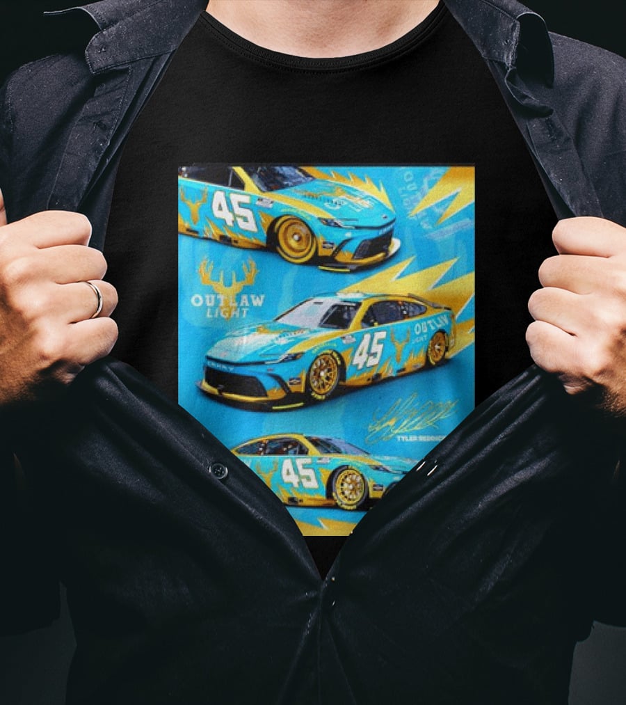 Tyler Reddick 45 Outlaw Light NASCAR Cup Series Toyota Camry Racing Car T-Shirt