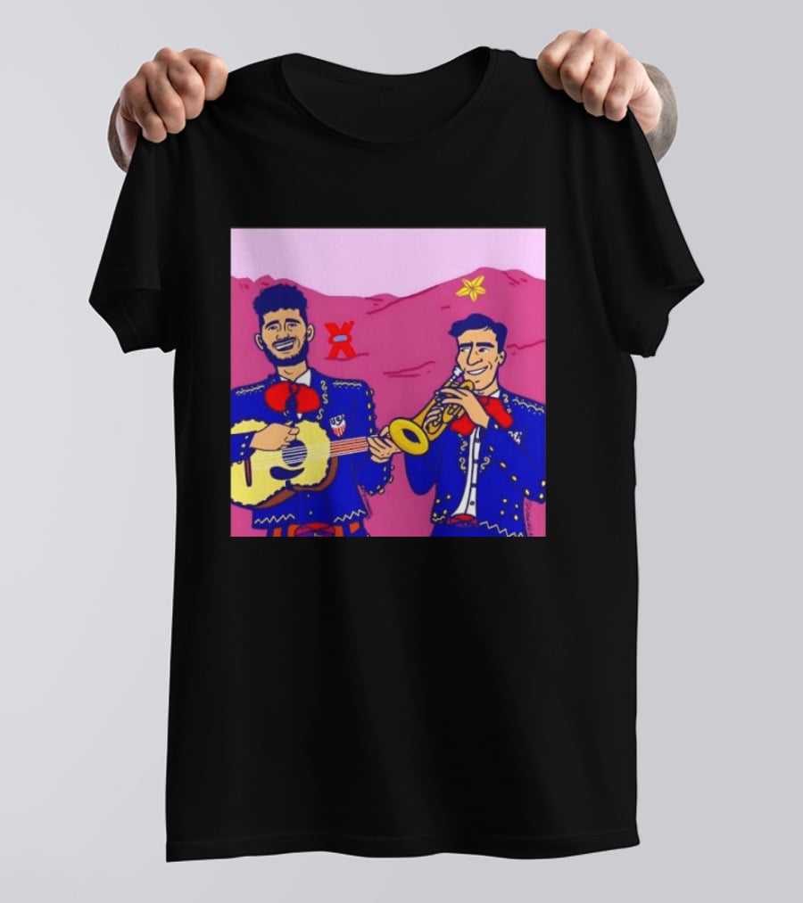 USA Mariachi Musicians Mexican Culture Guitar Trumpet Stars Mountains T-Shirt