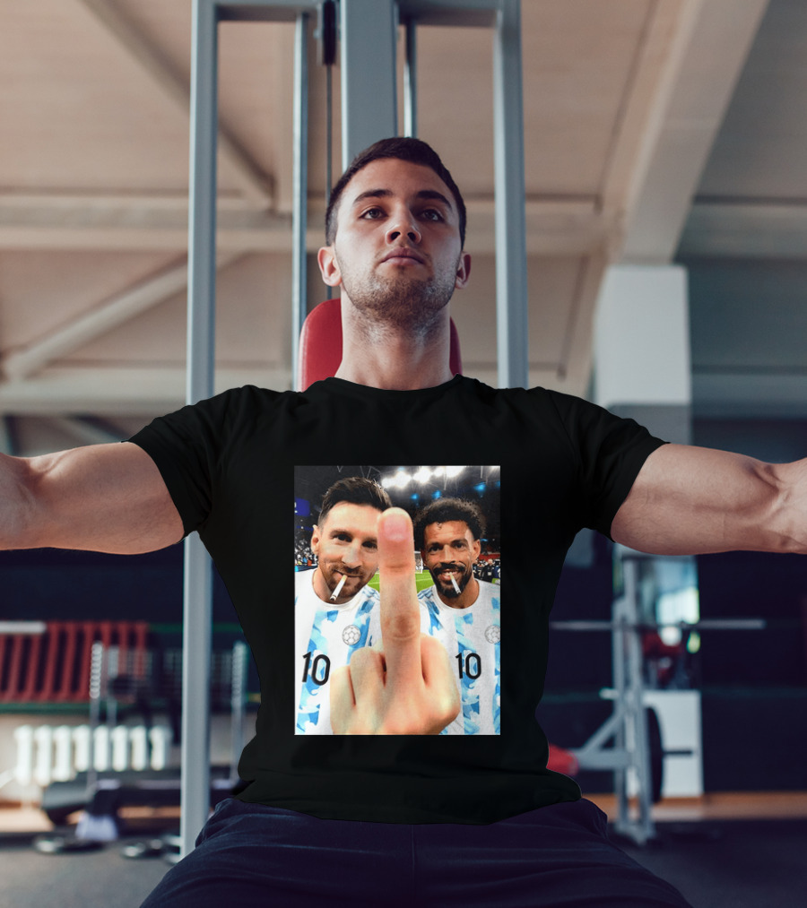 Messi Argentina Vozinha Cape Verde Middle Finger Gesture Football Smokers T-Shirt