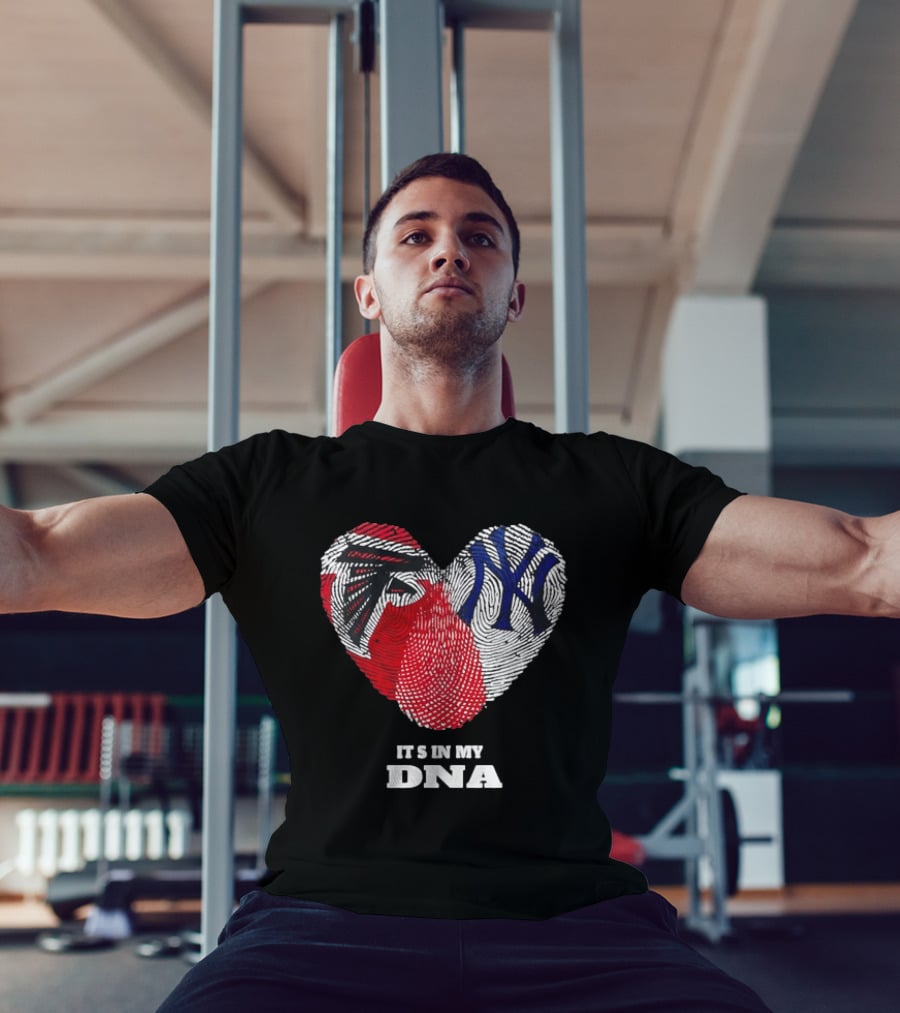 Atlanta Falcons New York Yankees It's In My DNA Fingerprint Heart T-Shirt