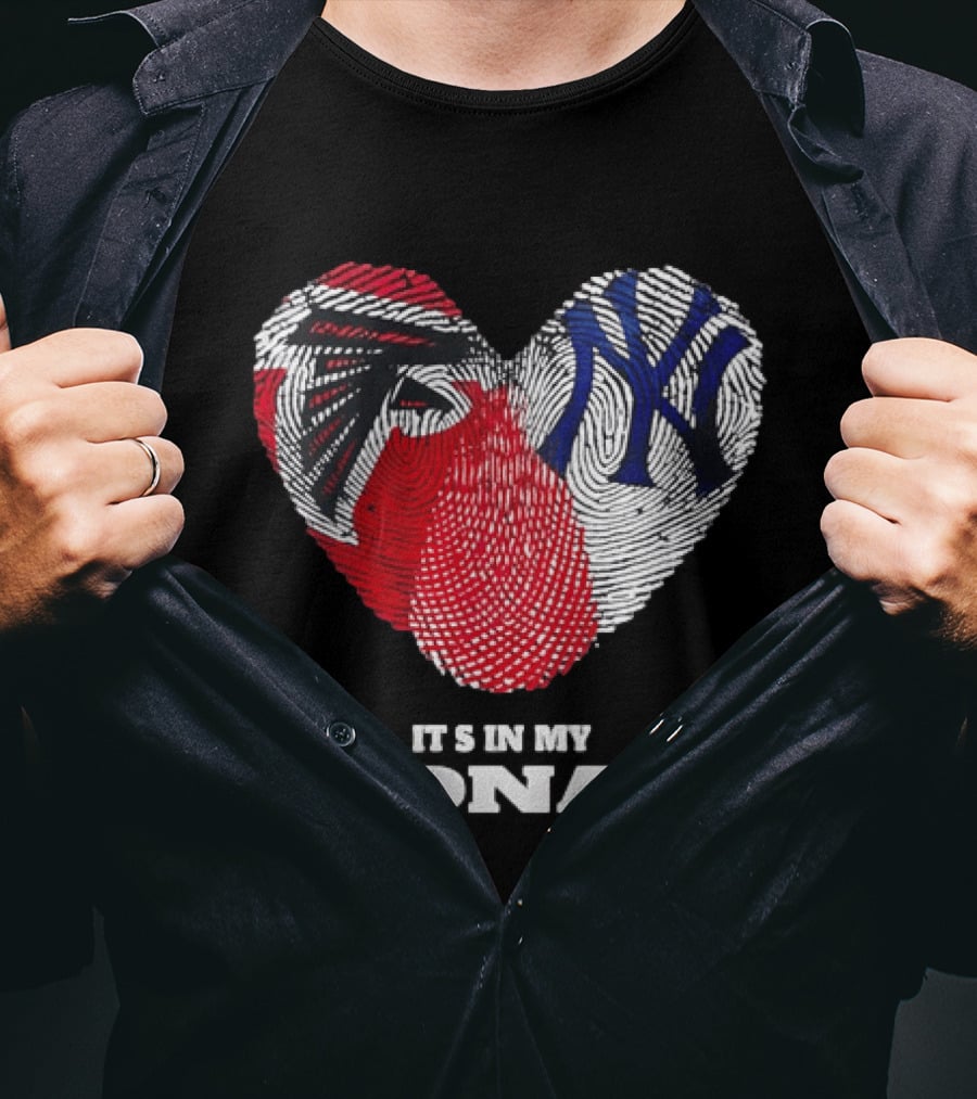 Atlanta Falcons New York Yankees It's In My DNA Fingerprint Heart T-Shirt