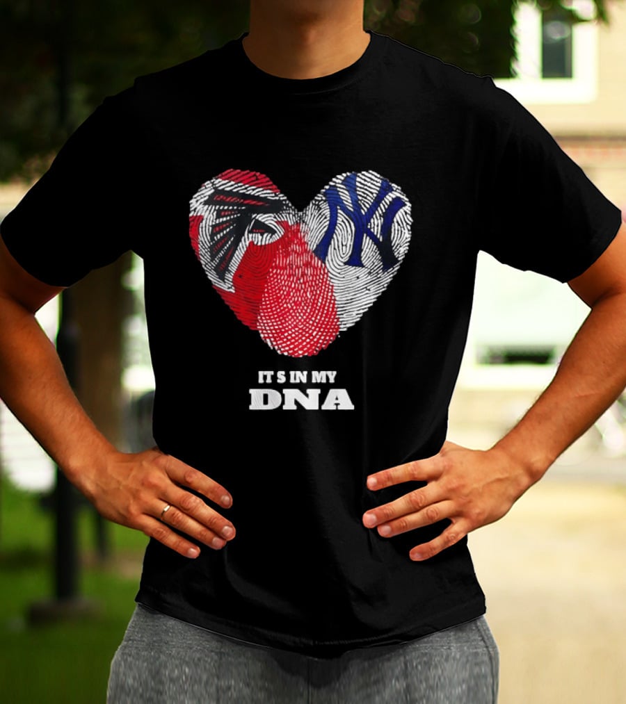 Atlanta Falcons New York Yankees It's In My DNA Fingerprint Heart T-Shirt