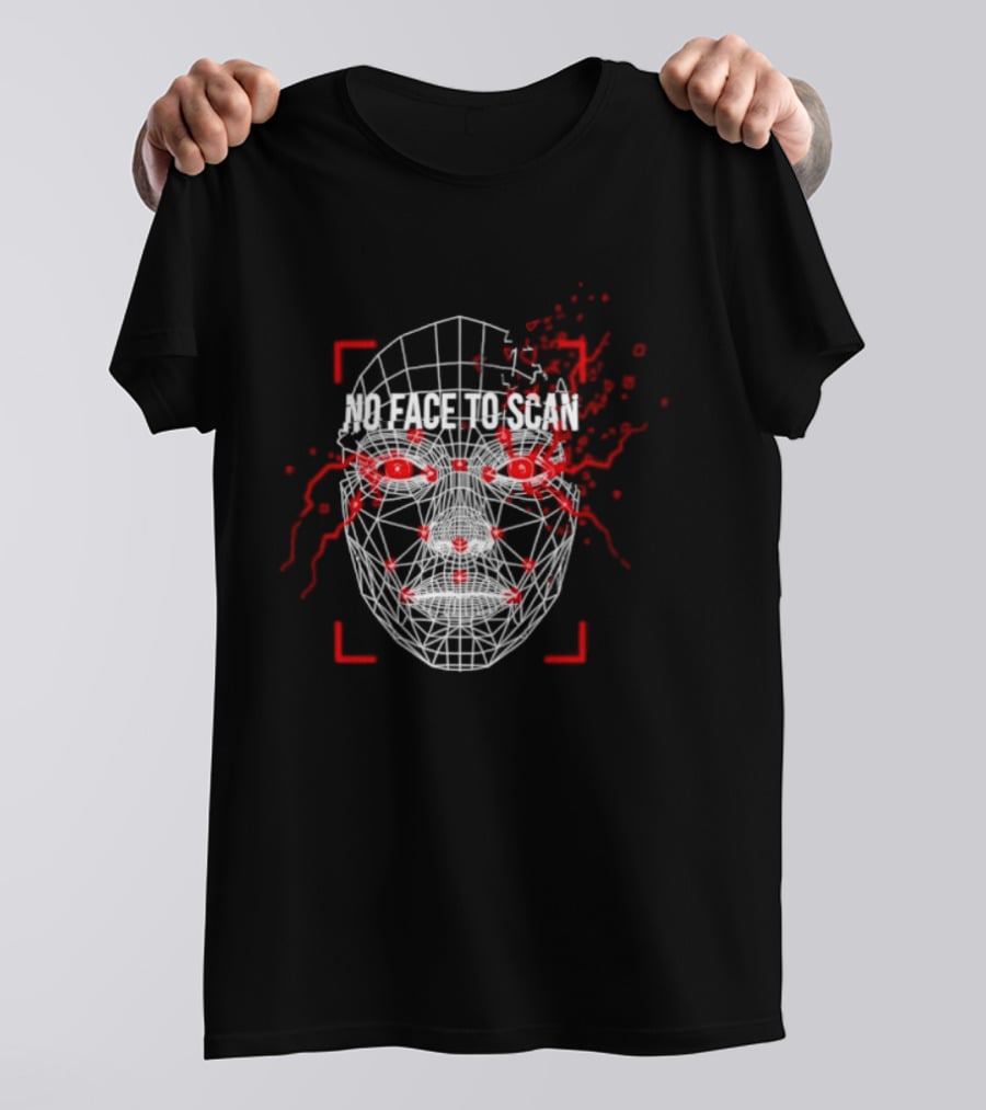 No Face To Scan Anti Surveillance 2026 Grid With Red Marks And Dots T-Shirt