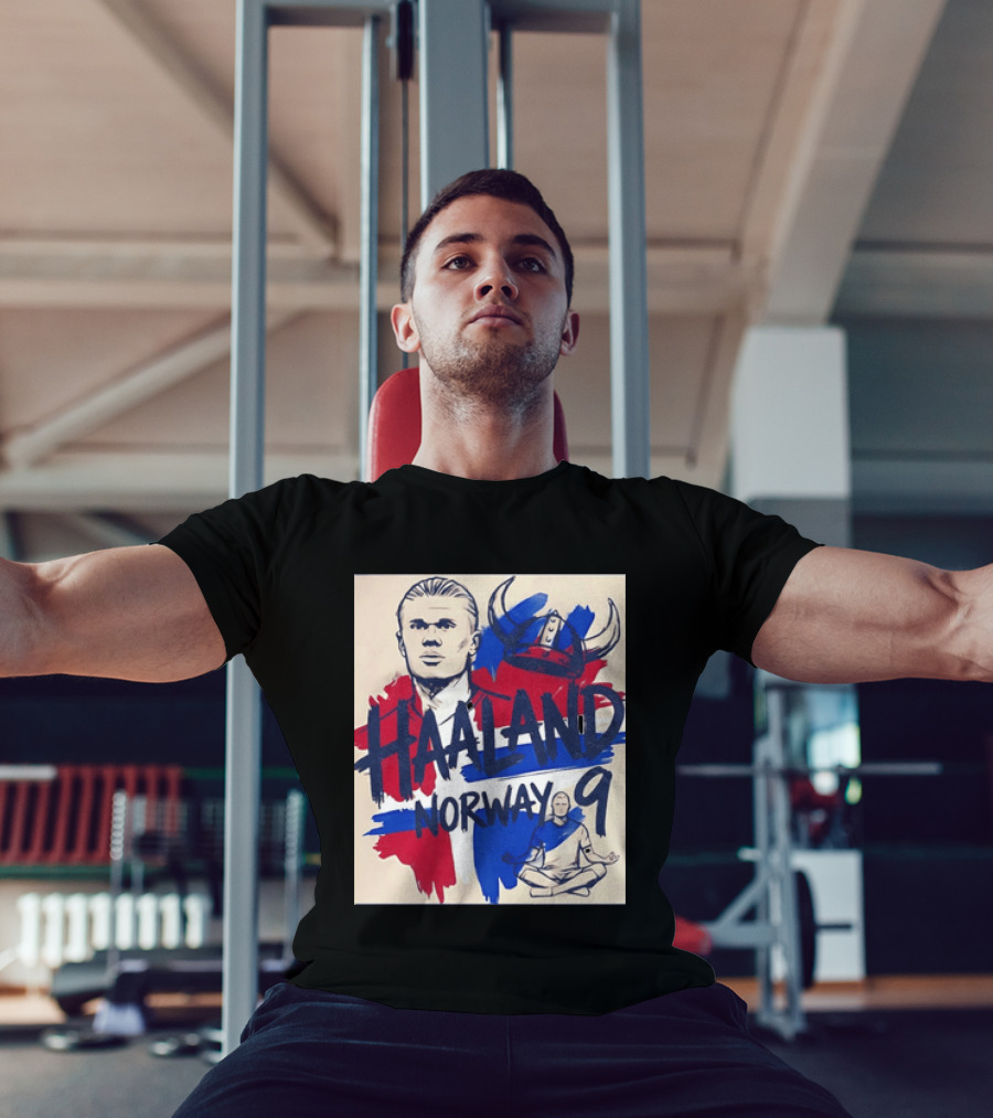 Norway Haaland Number 9 Viking Helmet Football T-Shirt