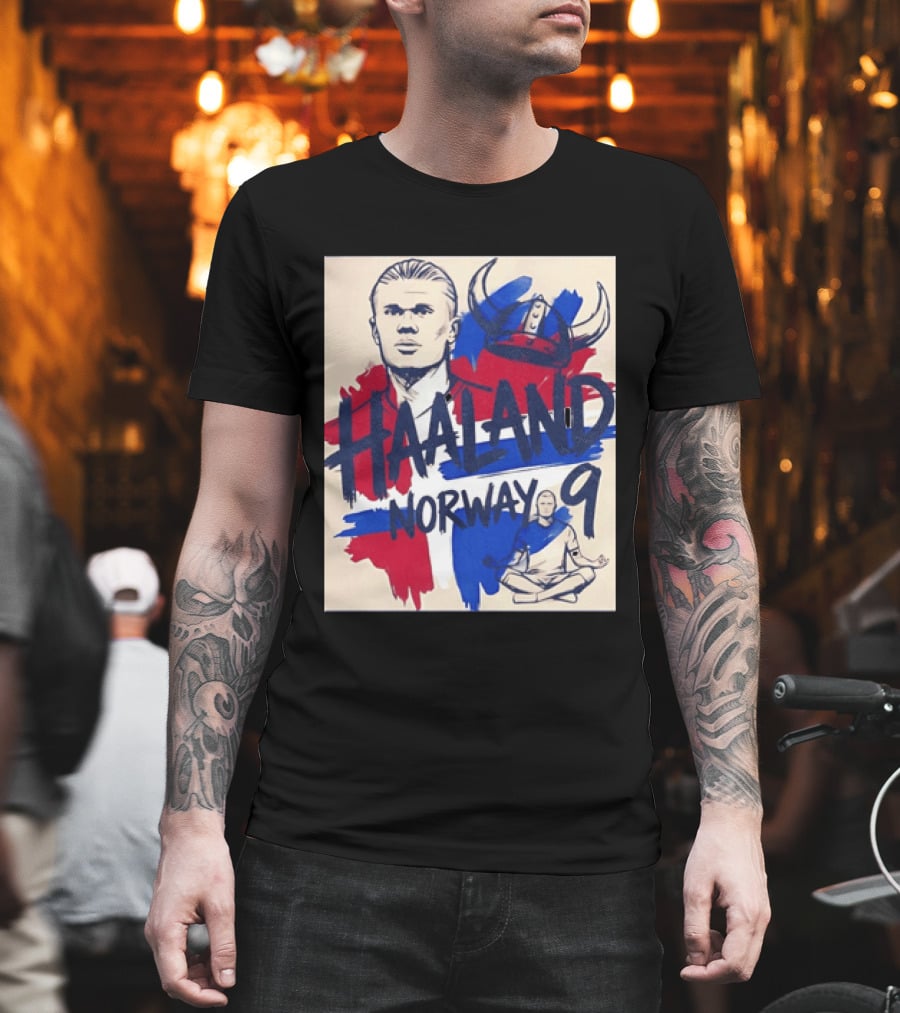 Norway Haaland Number 9 Viking Helmet Football T-Shirt
