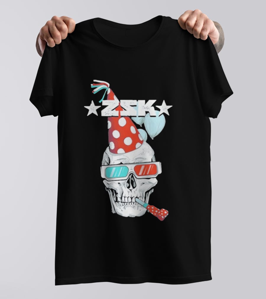ZSK Skull Party Hat 3D Glasses Fun T-Shirt