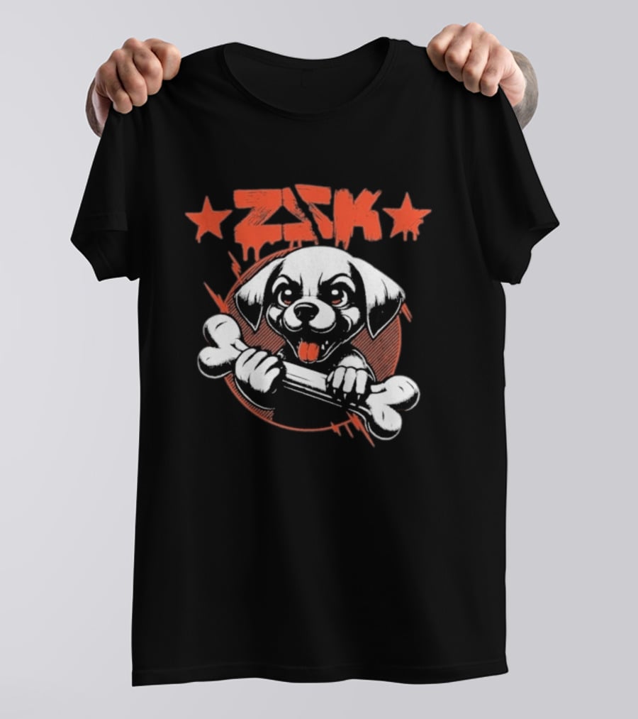 ZSK Welpe Dog Holding Bone With Stars T-Shirt