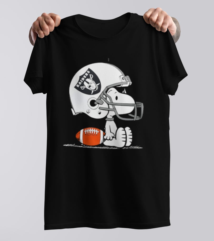 Snoopy Las Vegas Raiders Football Helmet Collaboration Peanuts NFL T-Shirt