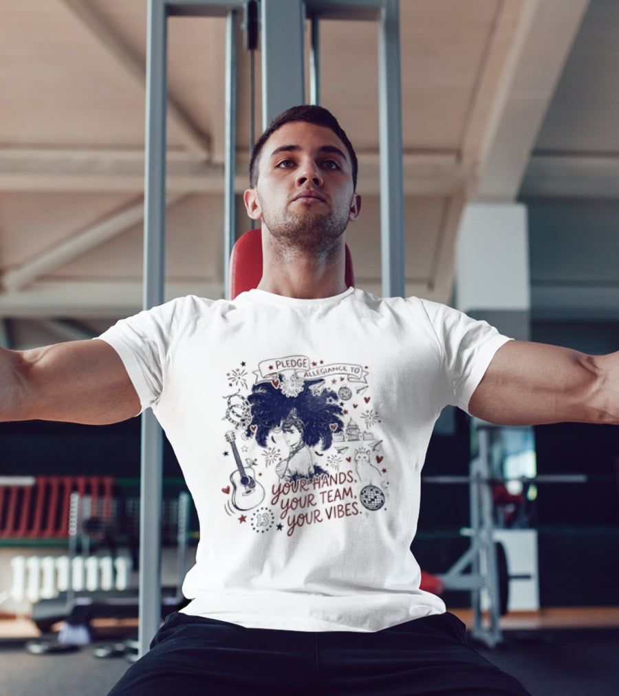 Pledge Allegiance To Your Hands Your Team Your Vibes Music Peace Love Decor T-Shirt