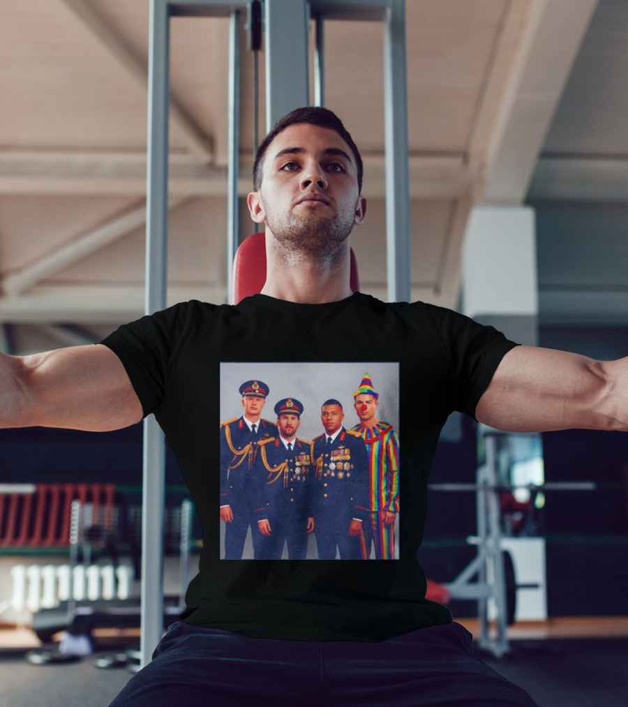 Mbappe Messy Ronaldo Haaland In Uniforms And Clown Outfit T-Shirt