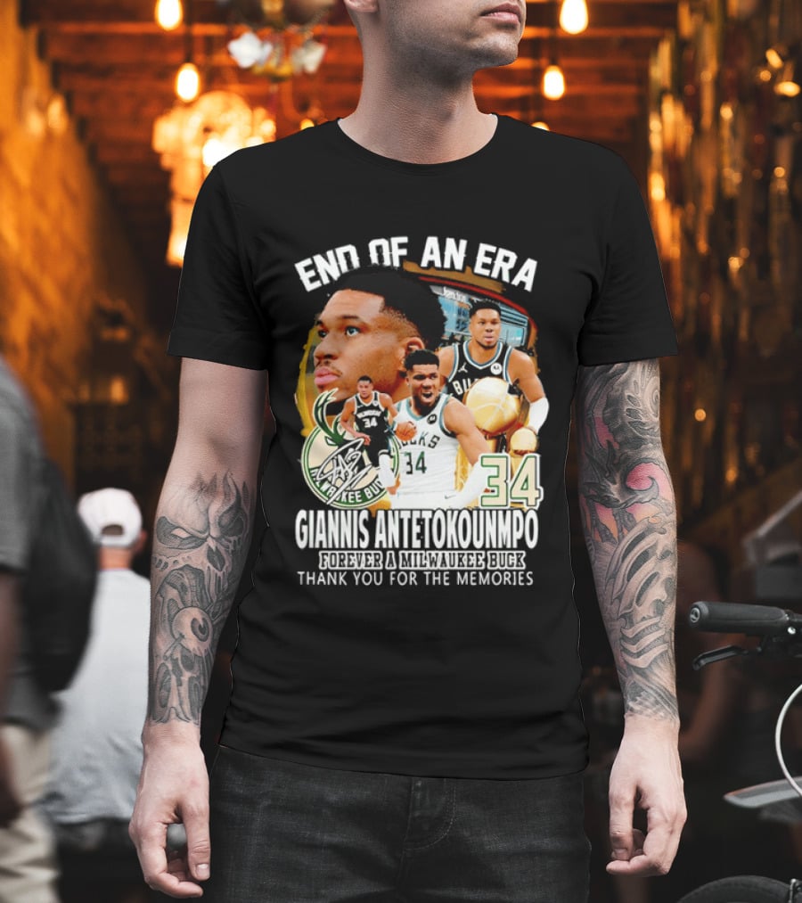 End Of An Era Giannis Antetokounmpo Milwaukee Bucks Thank You For The Memories T-Shirt