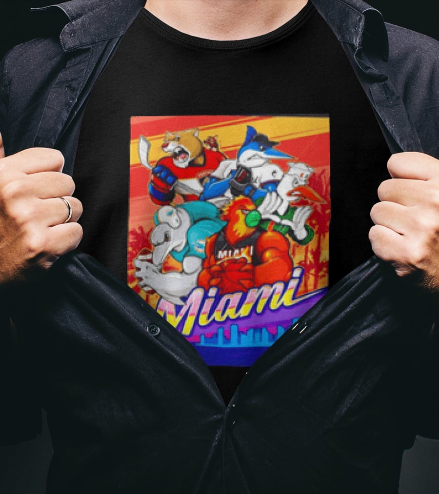 Miami Sports City Team Mascots Collage T-Shirt