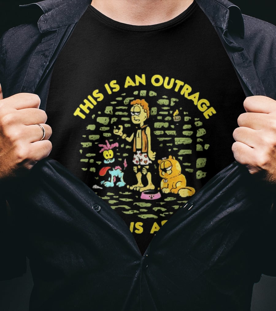 This Is An Outrage Mongo Is Appalled Garfield Tv Cartoon Odie Comedy T-Shirt