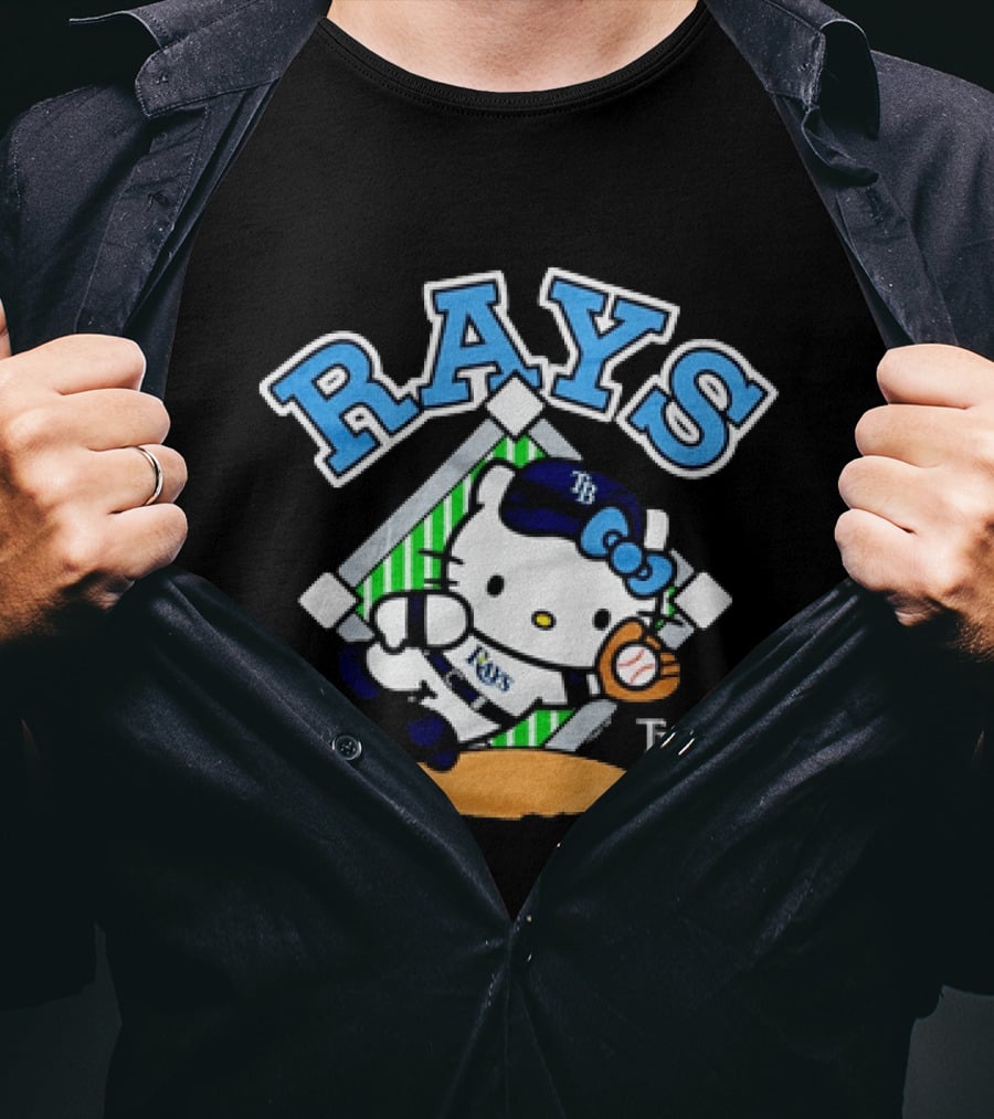 Hello Kitty Tampa Bay Rays MLB Baseball Player Cartoon With Ball T-Shirt