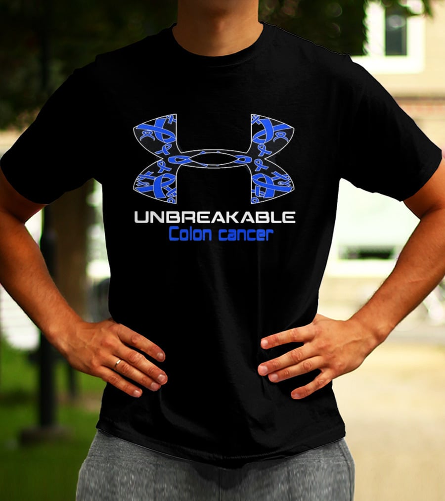 Unbreakable Colon Cancer Under Armour Blue Ribbon Awareness T-Shirt