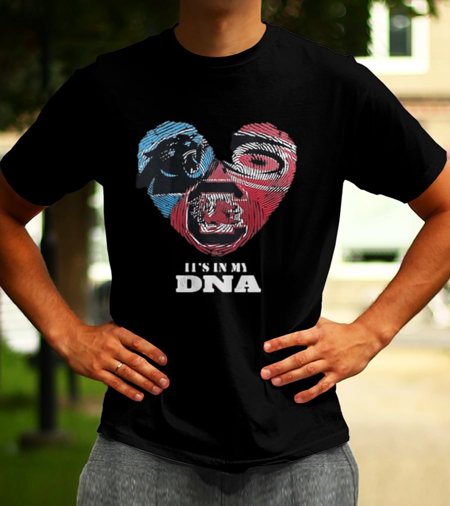 It's In My DNA Carolina Panthers Kansas City Chiefs Heart Shaped Fingerprint T-Shirt