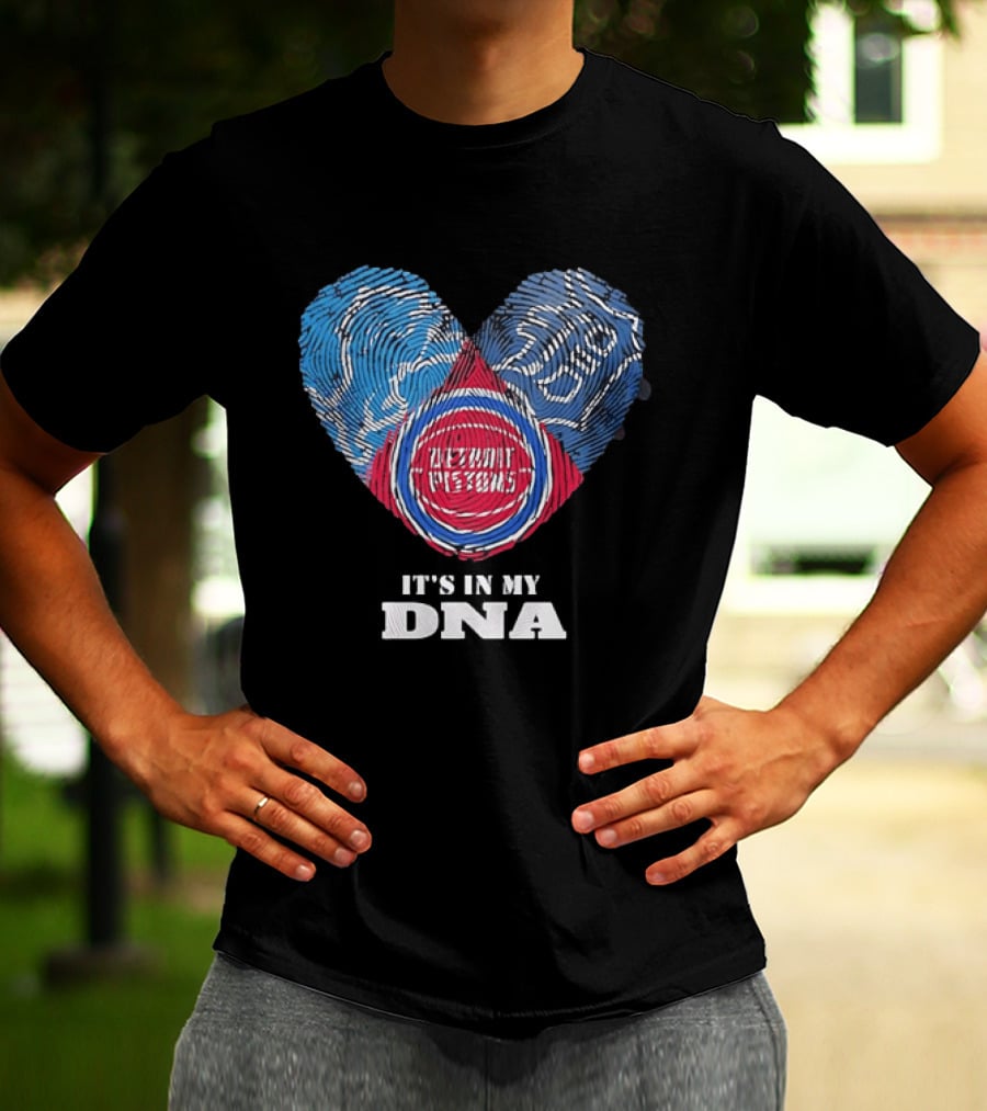 It's In My DNA Detroit Pistons Fingerprint Heart T-Shirt