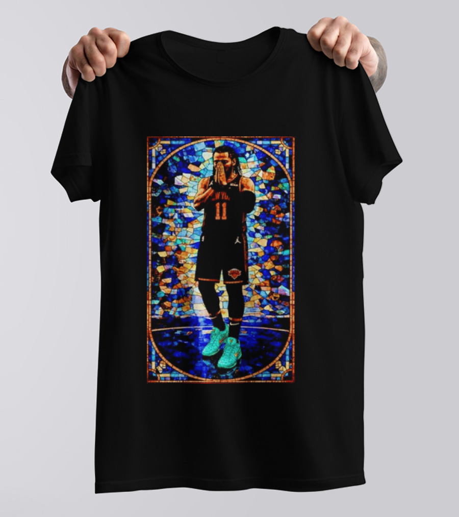 Jalen Brunson 11 New York Knicks Stained Glass Prayer NBA T-Shirt
