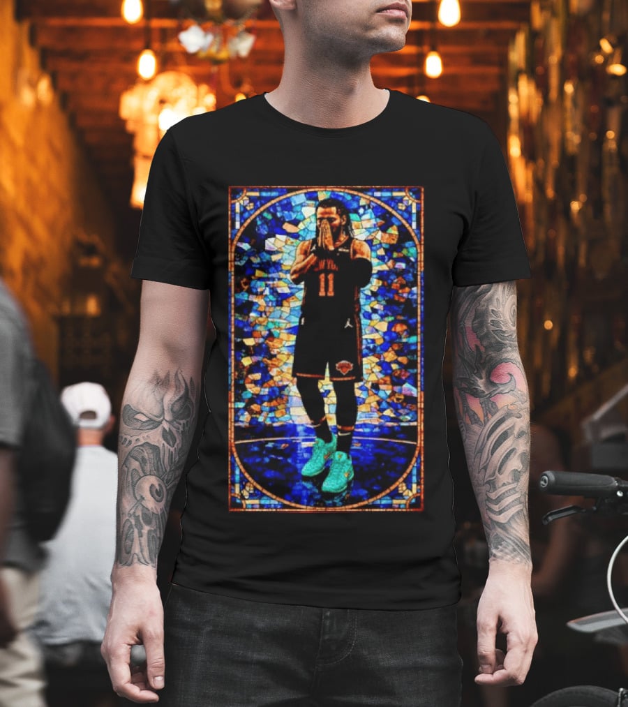 Jalen Brunson 11 New York Knicks Stained Glass Prayer NBA T-Shirt