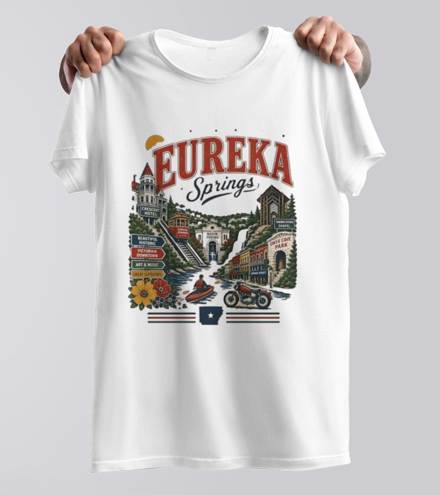 Eureka Springs Crescent Hotel Thorncrown Chapel Victorian Downtown Onyx Cave Basin Park Great Outdoors Art Music T-Shirt