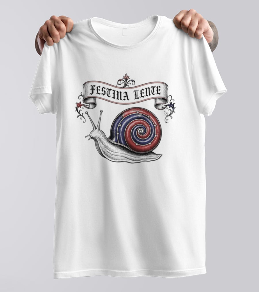 Festina Lente Latin Motto Snail Spiral T-Shirt