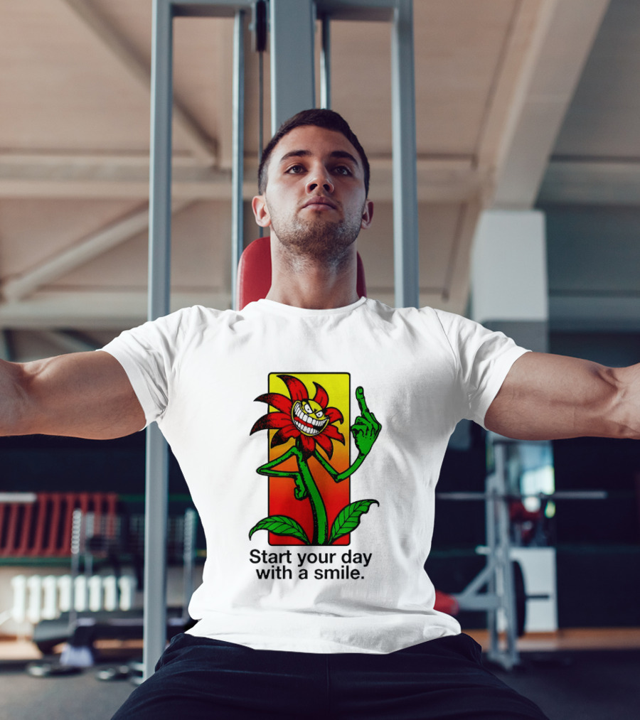 Start Your Day With A Smile Angry Flower Middle Finger T-Shirt