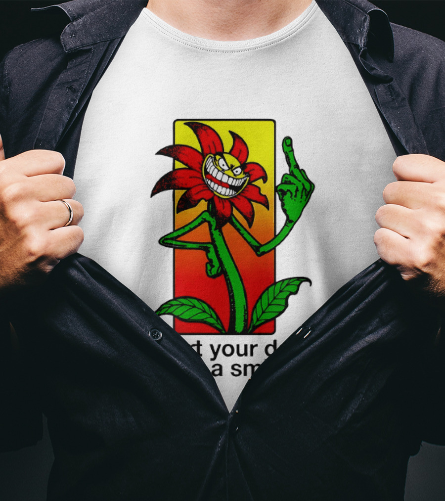 Start Your Day With A Smile Angry Flower Middle Finger T-Shirt
