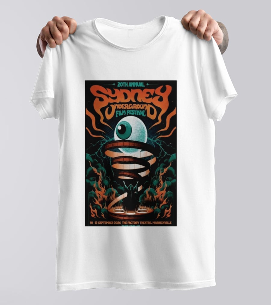 20th Annual Sydney Underground Film Festival Sept 10 13 2026 The Factory Theatre Marrickville Vintage Eye Spiral T-Shirt