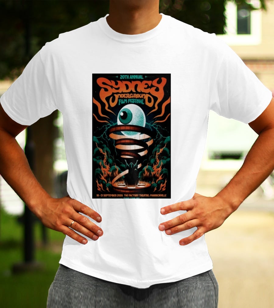 20th Annual Sydney Underground Film Festival Sept 10 13 2026 The Factory Theatre Marrickville Vintage Eye Spiral T-Shirt