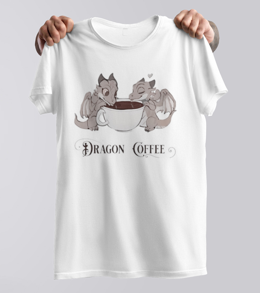 Syphon Brewed Dragon Coffee Fantasy Art Dual Dragons Cup T-Shirt