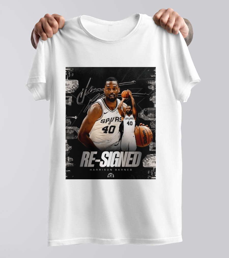 Re Signed Harrison Barnes Spurs 40 Basketball Return T-Shirt