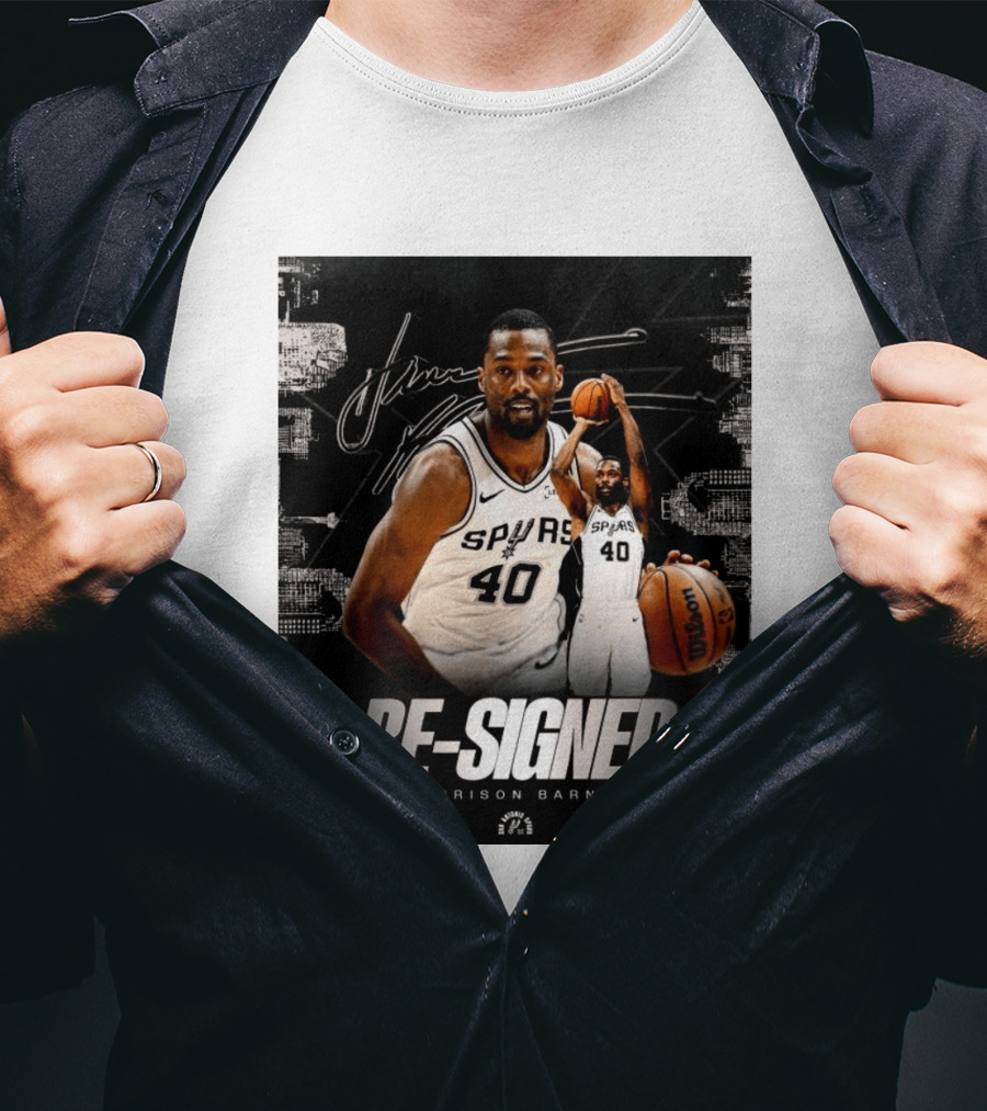 Re Signed Harrison Barnes Spurs 40 Basketball Return T-Shirt