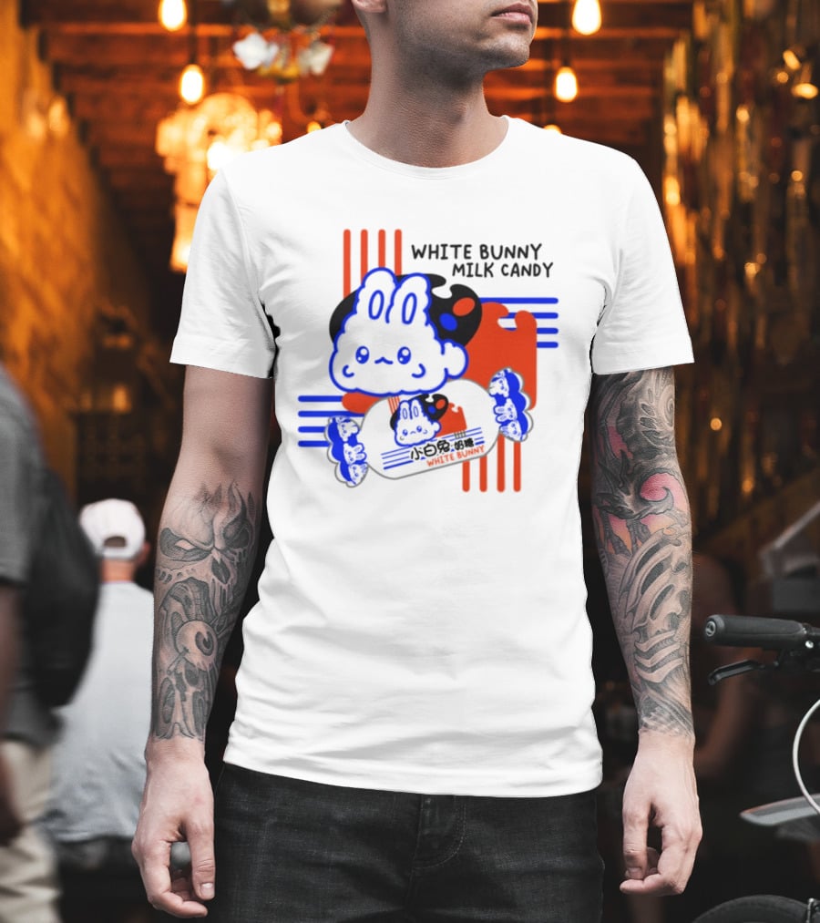 White Bunny Milk Candy Kawaii Asian Snacks Cute Blue Japanese T-Shirt