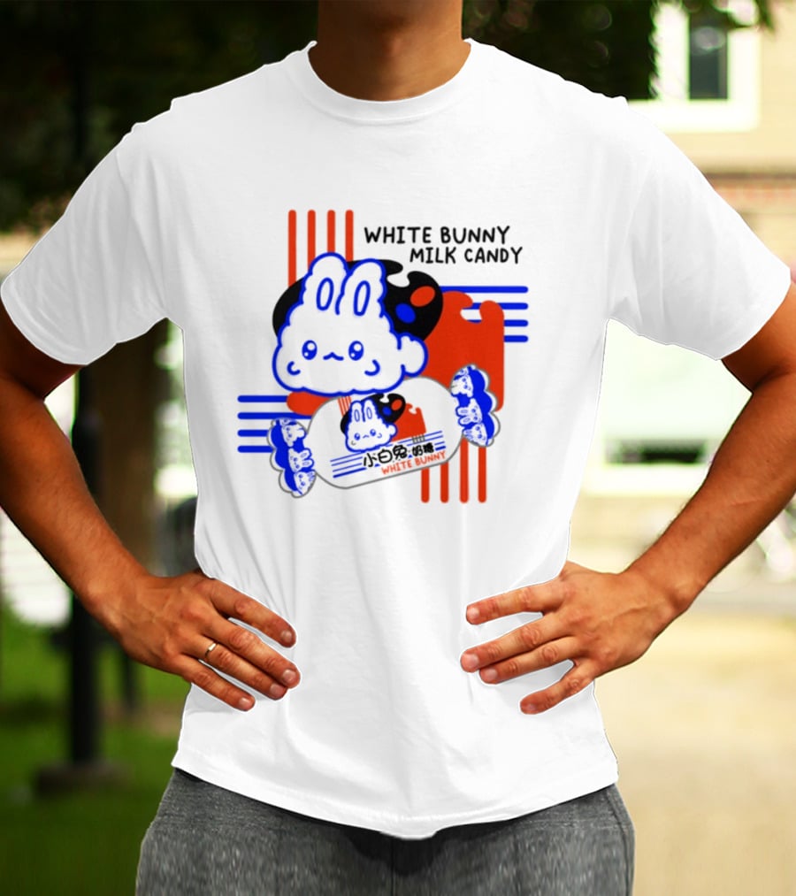 White Bunny Milk Candy Kawaii Asian Snacks Cute Blue Japanese T-Shirt