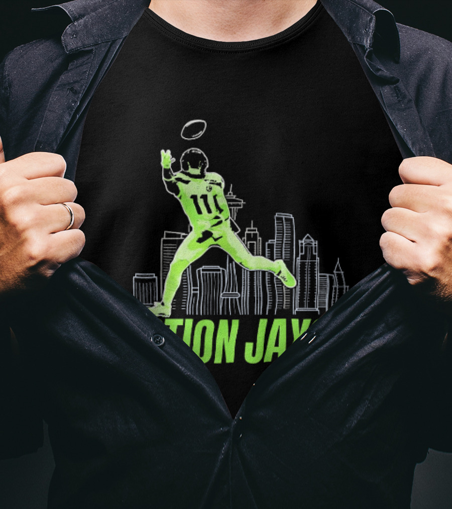 Action Jaxon Seattle Skyline Football Catcher T-Shirt