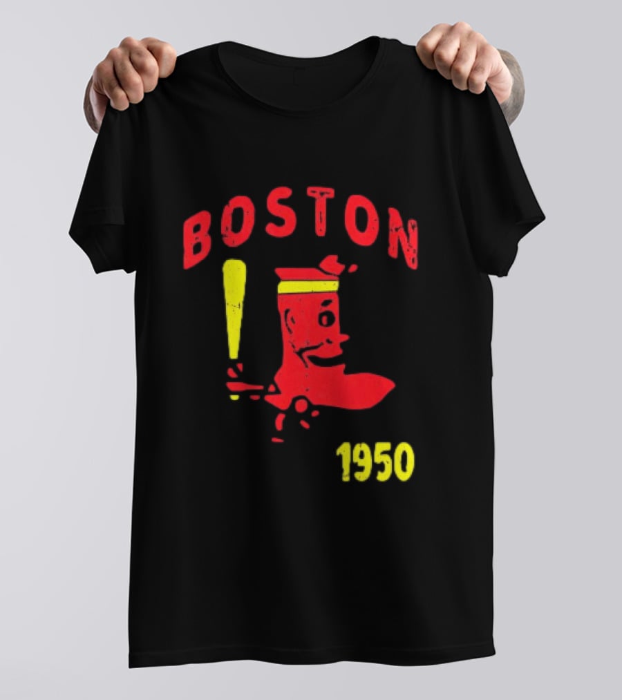 Boston 1950 Baseball Player Boot And Bat T-Shirt