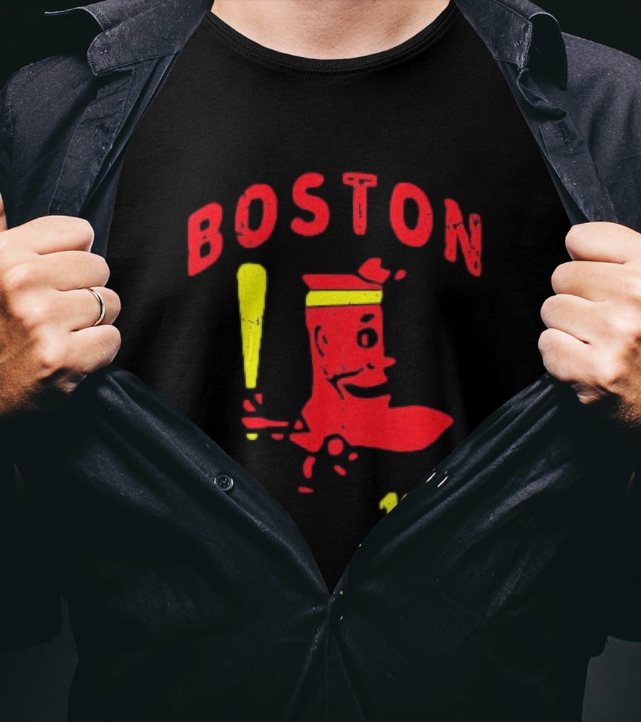 Boston 1950 Baseball Player Boot And Bat T-Shirt