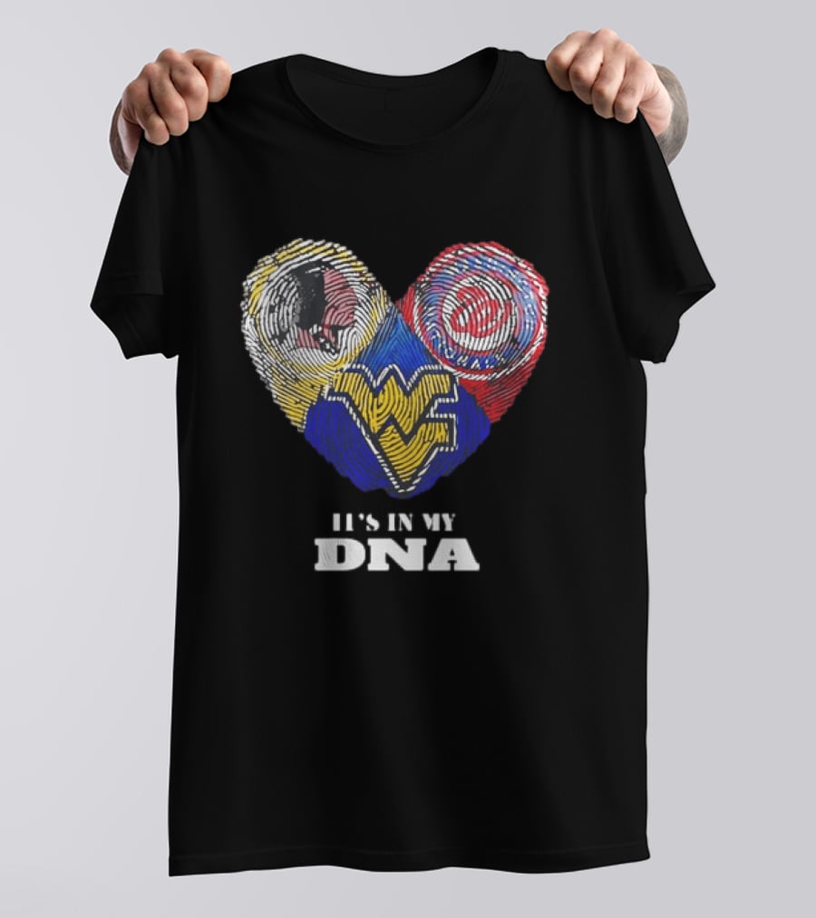 It Is In My DNA West Virginia Mountaineers Washington Commanders Logos Fingerprint T-Shirt