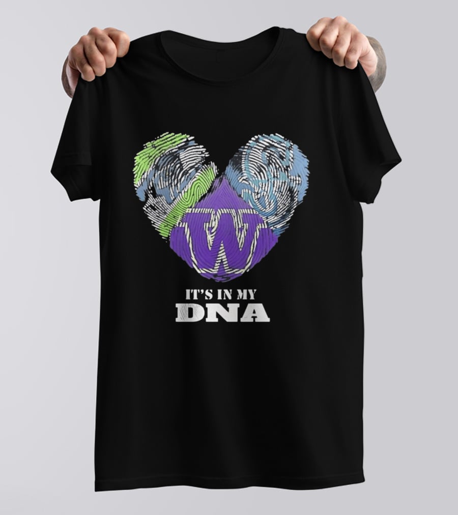 Washington Huskies It's In My DNA Fingerprint Heart T-Shirt
