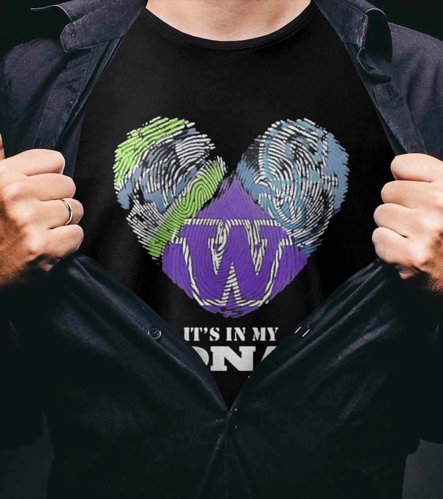 Washington Huskies It's In My DNA Fingerprint Heart T-Shirt