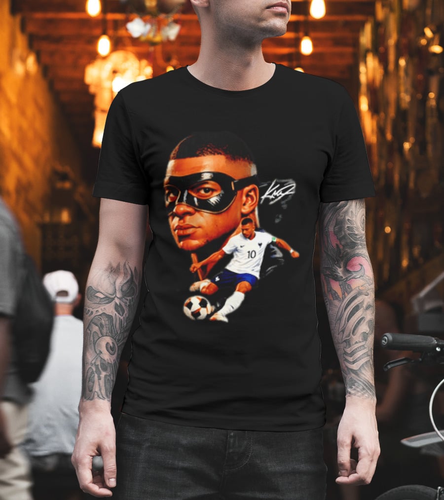 France Kylian Mbappe 10 Soccer Star Masked Player T-Shirt